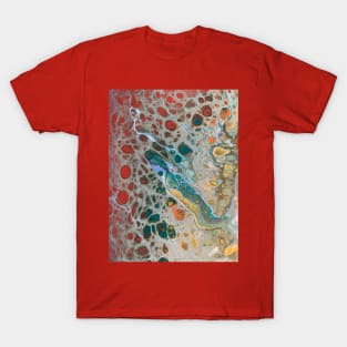 Cellular rainbow fluid acrylic pour T-Shirt